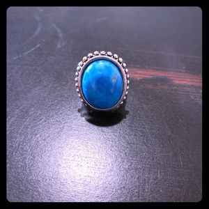 Premier Designs Blue Gem & Silver Ring Sz 10